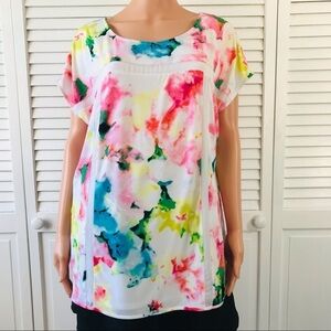 3/$25 WORTHINGTON Multicolor Scoop Neck Short Sleeve Shirt Size Extra Large